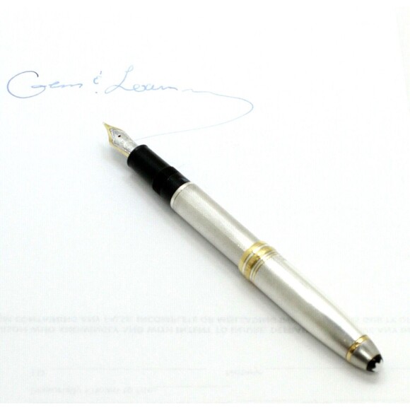 MONTBLANC SOLITAIRE FOUNTAIN PEN 144S STERLING SILVER BARLEY AND GOLD PLATED - Picture 6 of 11